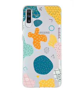 Samsung Galaxy A70 Uyumlu Kapak Geometrik Şekiller Tasarımlı Şeffaf Silikon Kılıf