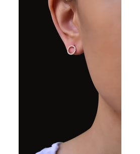 Papatya Silver 925 Ayar Gümüş Rose Kaplama Zirkon Taşlı Çivili Çember Küpe