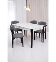 Paris Norte Lak Panel Mutfak Masa Sandalye Takımı 80x130cm (Siyah)