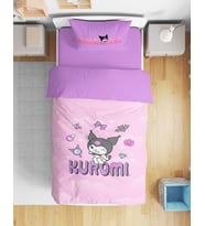 Kuromi 3D Dijital Baskılı Tek Kişilik Nevresim Takımı Kız Çocuk Nevresim Takımı (Lila - Pembe)
