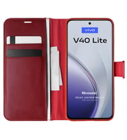 Microsonic Vivo V40 Lite Kılıf Delux Leather Wallet Kırmızı (Kırmızı)