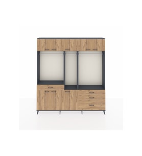 Arges Gardrop 8 Raflı 4 Çekmeceli 3 Askılı 220x30x243 Antrasit-Çam