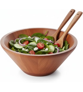 23cm Doğal Akasya Ağacı Salata Kasesi – El Yapımı Derin Ahşap Servis ve Karıştırma Kasesi Meyve, Makarna, Çerez Sunumu Çevre Dostu Mutfak ve Sofra Aksesuarı