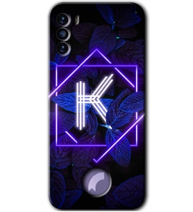 Reeder S19 Max Pro S Kılıf HD Desen Baskılı Arka Kapak - Dark Neon Yaprak K Harfi