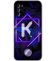 Reeder S19 Max Pro S Kılıf HD Desen Baskılı Arka Kapak - Dark Neon Yaprak K Harfi