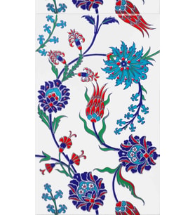 Armada Çini 25x40 Cm SP 405 Desenli İznik Çini Karo Lale Karanfil