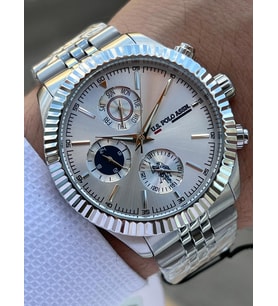 U.S.POLO ASSN Çelik Kordon İç Fonksiyonları Aktif 5 Atm Suya Dayanıklı Erkek Kol Saati USPA.1054.B01 (Beyaz)