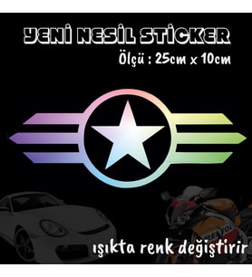 yıldız ön arka cam uyumlu 2adet oto sticker - ışıkta renk değiştiren hologram sticker yapıştırma