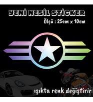 yıldız ön arka cam uyumlu 2adet oto sticker - ışıkta renk değiştiren hologram sticker yapıştırma