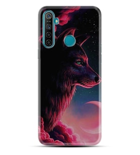 Realme 5i 5 Pro 6i 7 Pro 8 Kılıf Desemli Silikon Wolf and Moon 1380