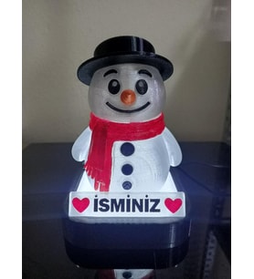 Kişiye Özel Hediyelik Isimli Kardan Adam Dekoratif Led Lamba - Adaptörlü (Beyaz)
