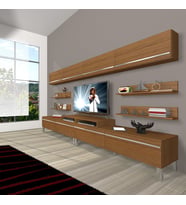 Decoraktiv Ekoflex 360Y Mdf Krom Ayaklı Tv Ünitesi Tv Sehpası - Naturel Ceviz