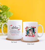 BK Gift Kişiye Özel Fotoğraflı Abla Tasarımlı Beyaz Kupa Bardak-1