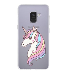 Samsung Galaxy A8 (2018) Uyumlu Kapak Unicorn Tasarımlı Şeffaf Silikon Kılıf