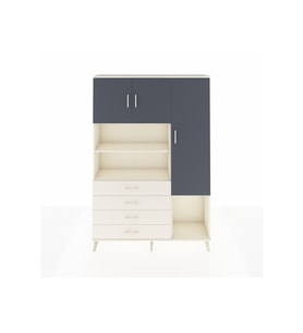 Arges Dolap 8 Raflı 4 Çekmeceli 3 Kapaklı 132x30x195 Aytaşı-Antrasit/Aytaşı