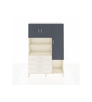Arges Dolap 8 Raflı 4 Çekmeceli 3 Kapaklı 132x30x195 Aytaşı-Antrasit/Aytaşı