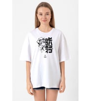 Cowboy Bebop Vintage Ein and Ed Beyaz Kadın Oversize Tshirt