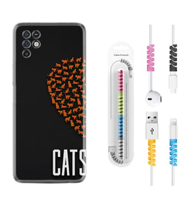 INFINIX Note 11 Pro Note 10 Hot 9 Play Kılıf Kablo Koruma Spiral Silikon Cats 1792