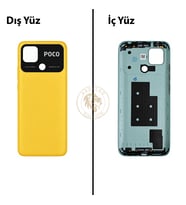 Poco C40 Sarı Arka Pil Kapağı Batarya Kapağı Lazer Kesim Back Cover