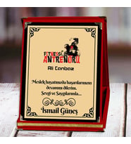 Fitness Antrenörü Baskılı Plaket (4. Tasarım)  Kişiye Özel (Kırmızı)