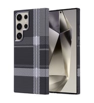 Lexroo Galaxy S24 Ultra Kılıf M-safe Şarj Özellikli Karbon Fiber Görünümlü Nekst Kılıf - Gri-Siyah