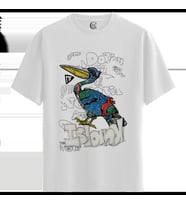 Graffiti Bird - %100 Pamuklu Kadın Beyaz Tişört - Premium Quality (Siyah - Beyaz)