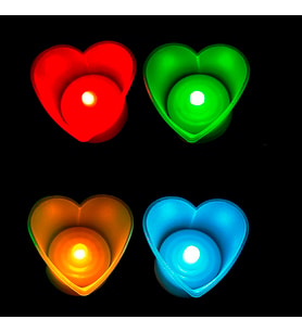 KALPLİ LED IŞIKLI MUM KIRMIZI MUM YEŞİL MUM BEYAZ MUM SARI MUM HEART LED LİGHT COLORS CANDLE 8 ADET