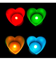 KALPLİ LED IŞIKLI MUM KIRMIZI MUM YEŞİL MUM BEYAZ MUM SARI MUM HEART LED LİGHT COLORS CANDLE 8 ADET