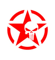 Yıldız Punisher Kurukafa Sticker17x17 Cm Kırmızı