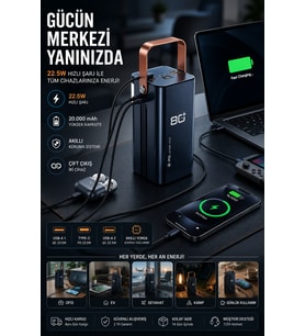 80000 mAh Taşınabilir Powerbank Süper Hızlı Şarj ve LED Göstergeli