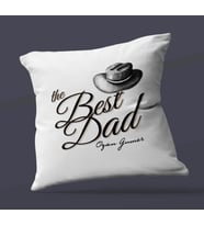 Kişiye Özel The Best Dad Tasarımlı Saten Kare Yastık (Beyaz)