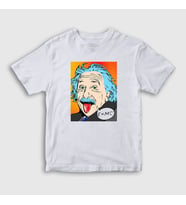 Presmono Unisex Çocuk Beyaz Pop Art Scientist Albert Einstein T-Shirt 338119tt