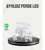 Prizli Yıldız Ay Perde LED Işık Ev ve Organizasyon Dekoru