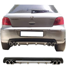 Peugeot 307 Gri Difüzör Çiftli Yuvarlak Egzoz Görünümlü D Tip Difizör