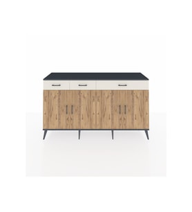 Kronos Konsol 4 Raflı 3 Çekmeceli 4 Kapaklı 176x59x99 Antrasit-Çam/Aytaşı