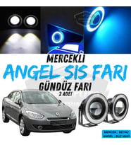 Renault Fluence 2009-2016 Uyumlu Mercekli Angel Sis Farı Metal 76 mm Buz Mavi Halkalı Gündüz Farı