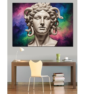 Klasik Medusa Heykeli Sanatı Dekoratif Kanvas - Mdf Ahşap Tablo