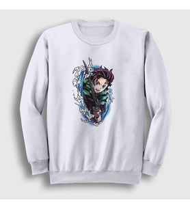 Presmono Unisex Beyaz Tanjiro Kamado Anime Demon Slayer Kimetsu No Yaiba Sweatshirt 307898tt