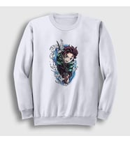 Presmono Unisex Beyaz Tanjiro Kamado Anime Demon Slayer Kimetsu No Yaiba Sweatshirt 307898tt