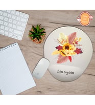Kişiye Özel Karışık Çiçek Buketi Temalı Mouse Pad Bilek Destekli