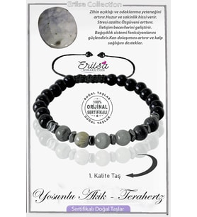 Sertifikalı Gerçek Obsidyen - Gri Yosunlu Jasper Taşı Bileklik