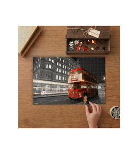 Londra - Çift Katlı Kırmızı Otobüs Tasarımı 240 parça Ahşap Puzzle Ahşap Kutuda MP06221