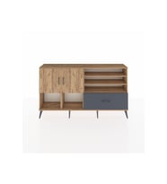 Arges Konsol 7 Raflı Tek Çekmeceli 2 Kapaklı 176x30x99 Çam-Çam/Antrasit