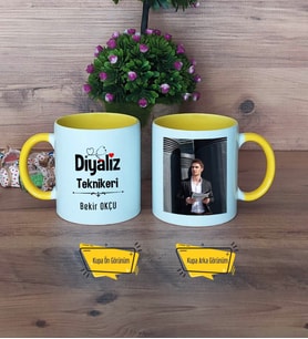 Diyaliz Teknikeri Kupa Bardak Sarı Fotoğraflı Tıp Bayramı Hediyesi