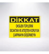 Dikkat Oksijen Tüplerini Sıcaktan ve Ateşten Koruyun Çarpmayın Düşürmeyin