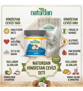 Saf(1.Kalite) Hindistan Cevizi Yağı 175 Gr Hindistan Cevizi Unu 500 Gr