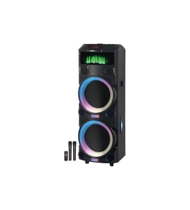 120W Bluetooth Karaoke Hoparlör Mikrofonlu LED Işıklı Taşınabilir Kablosuz Speaker (Siyah)
