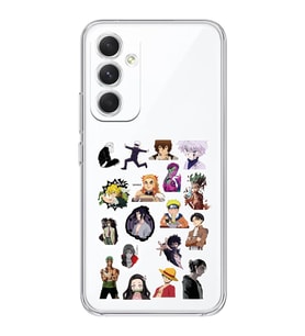 Samsung Galaxy A55 Uyumlu Anime Sticker Tasarımlı Şeffaf Telefon Kılıfı
