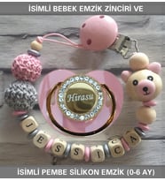Sahi Aksesuar İsimli Bebek Emzik Zinciri ve Bebek Silikon Emzik