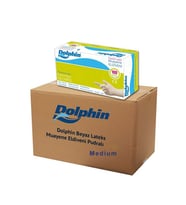 Dolphin Tek Kullanımlık Lateks Beyaz Pudralı Medium Muayne Eldiveni - 20 Adet 100'lü Paket/Koli